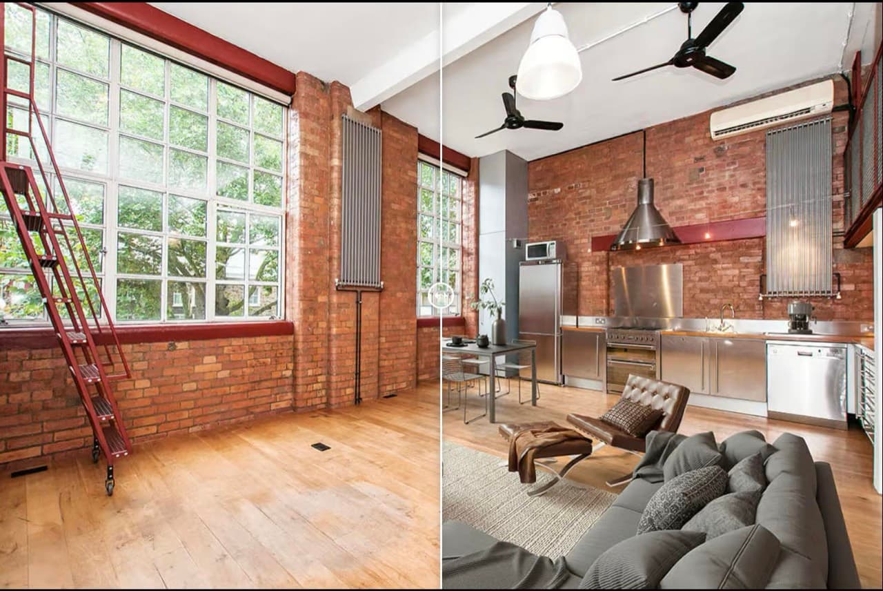 A virtually staged room showing realistic digital furniture
