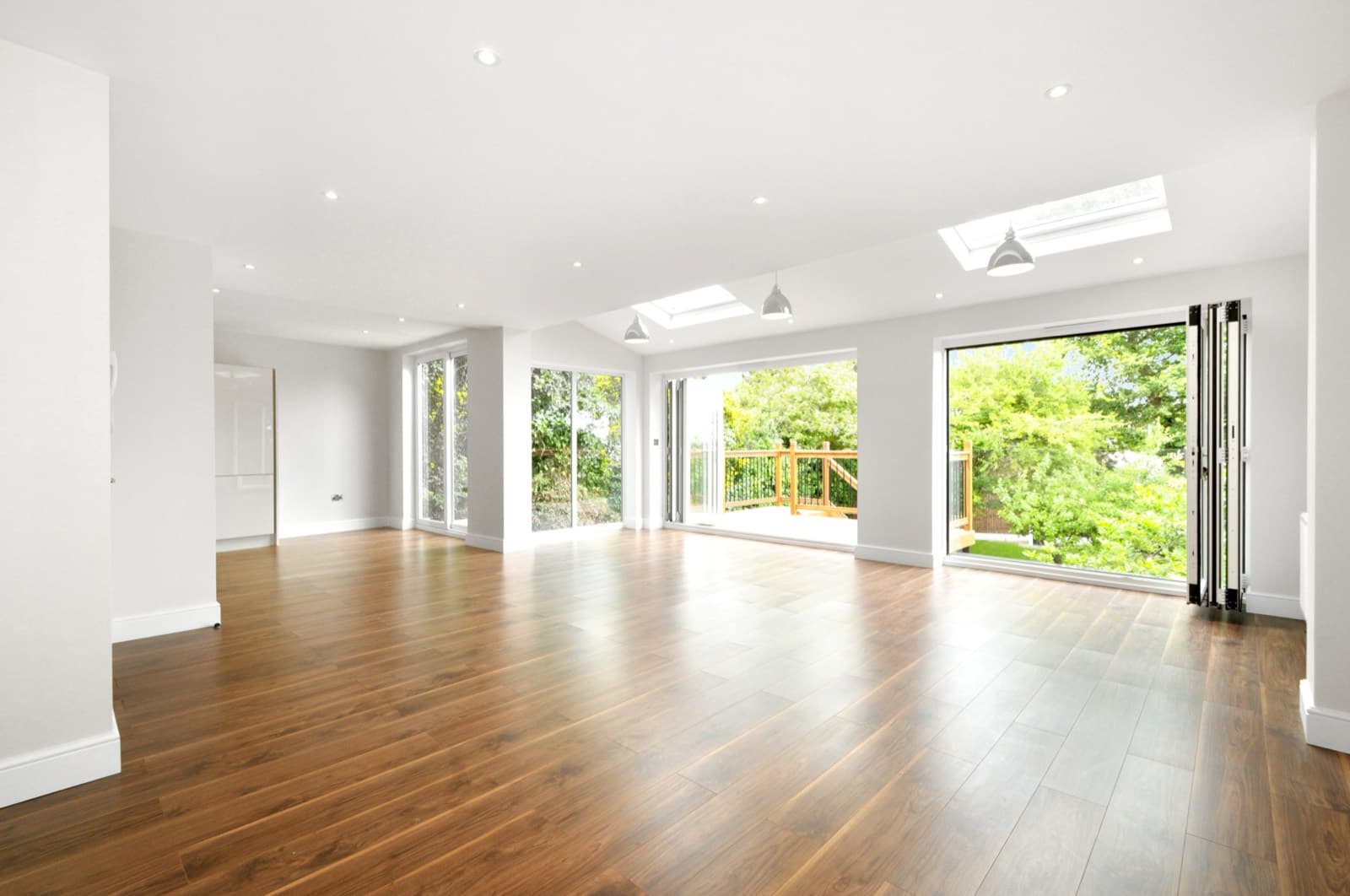 Empty reception room before virtual staging